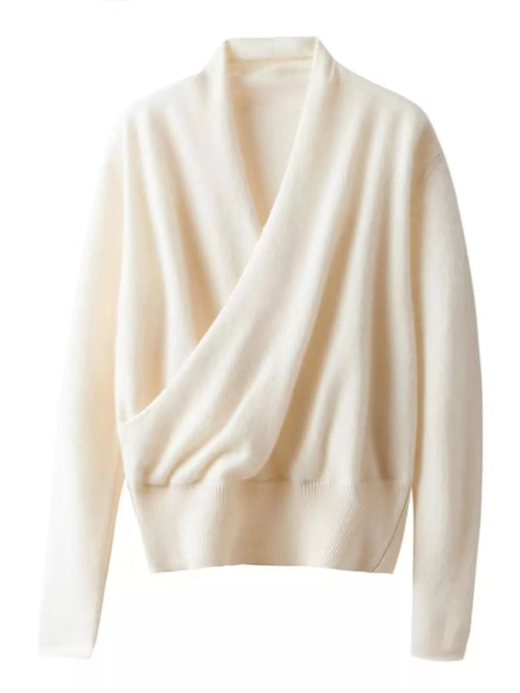 Wrap-Front Long Sleeve Sweater