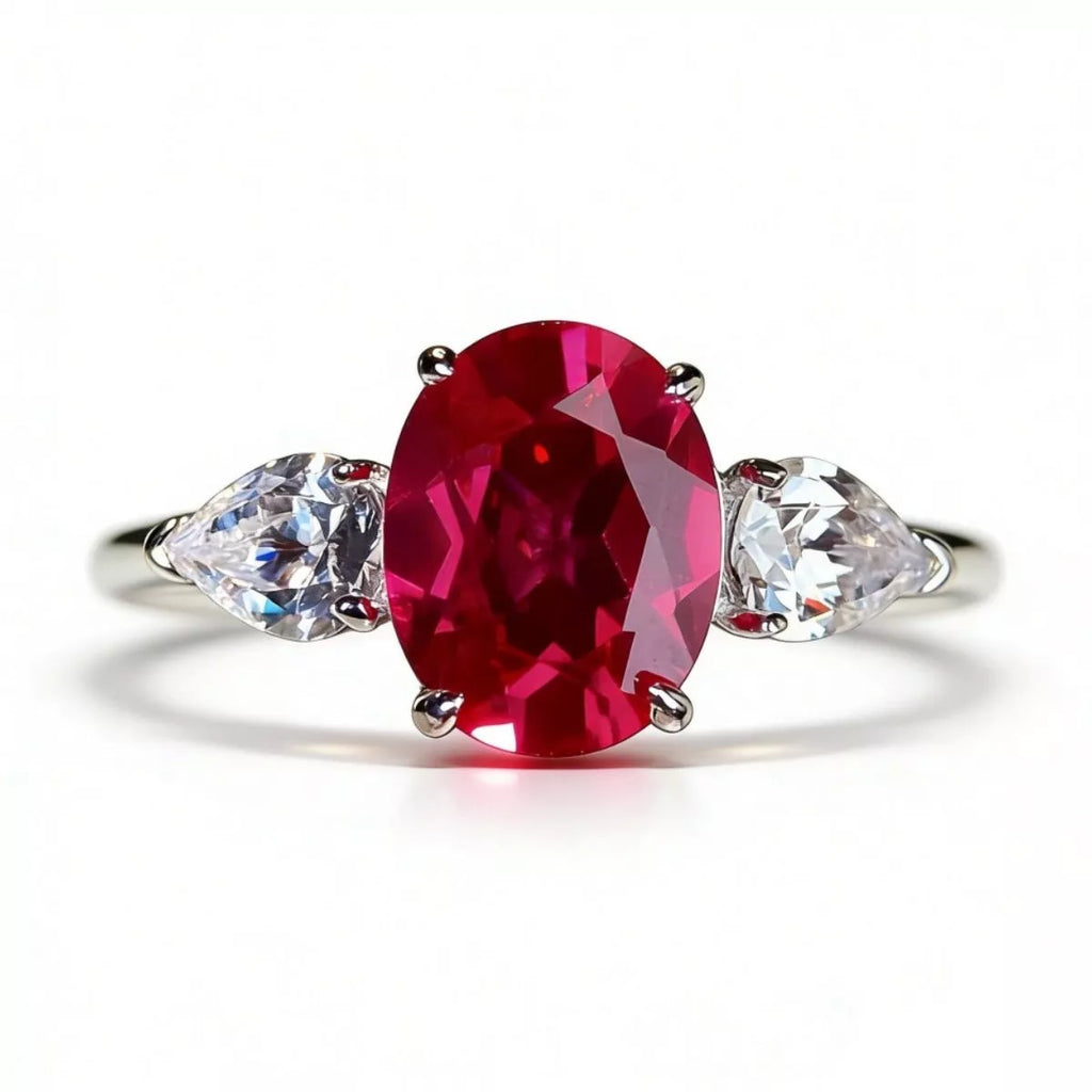 925 Sterling Silver Zircon Oval Ring