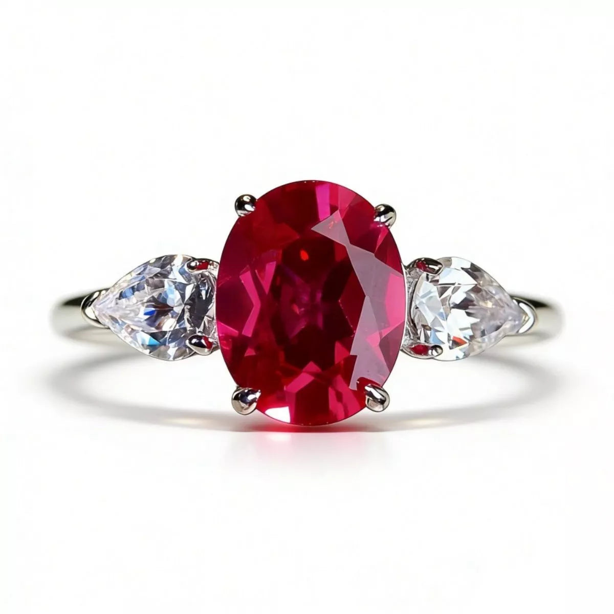 925 Sterling Silver Zircon Oval Ring