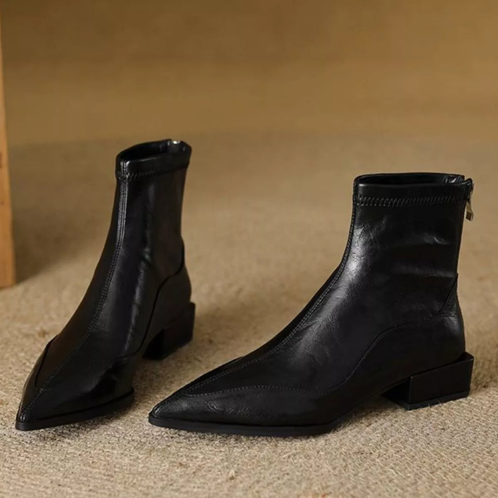 Point Toe Block Heels Boots