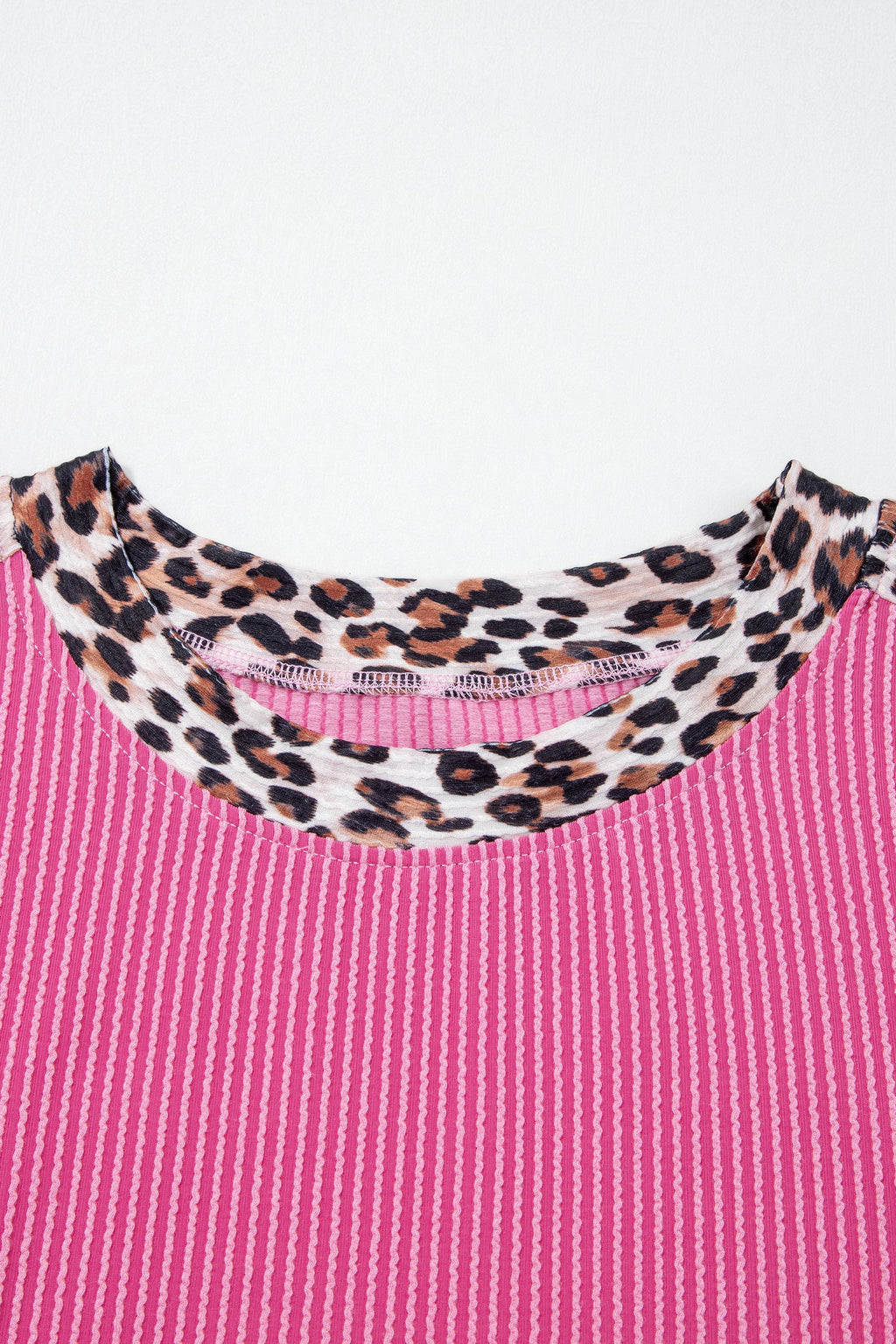 Sachet Pink Leopard Trim Twist Ribbed Short Set