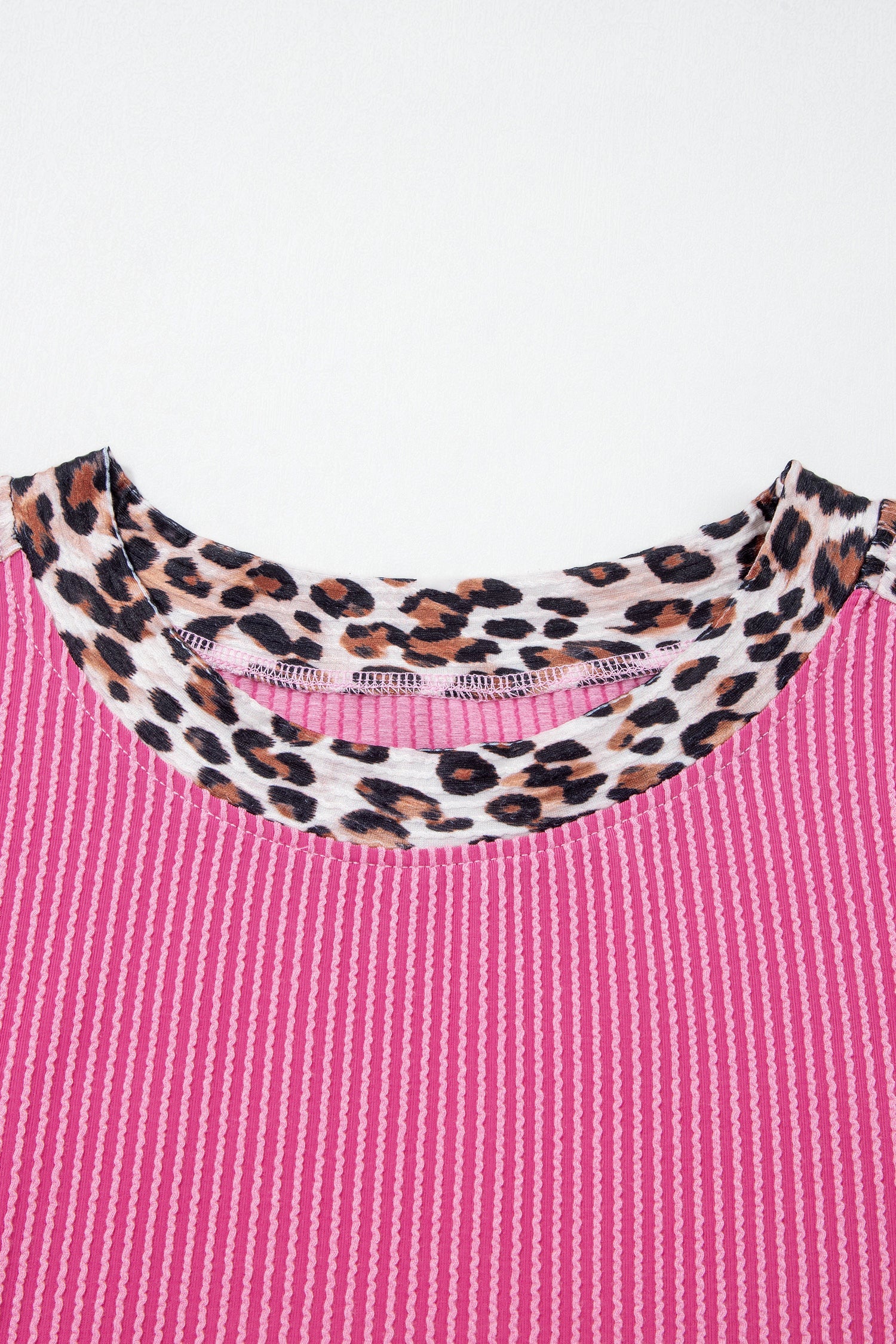 Sachet Pink Leopard Trim Twist Ribbed Short Set