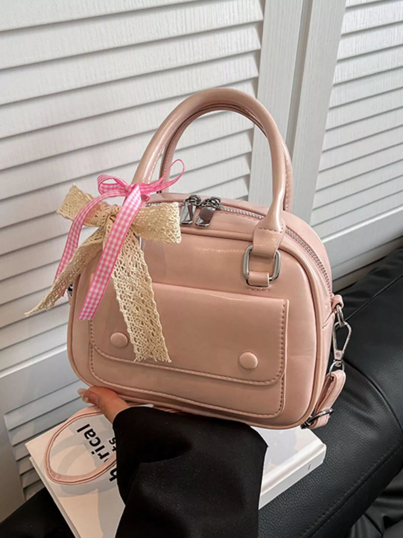 Bow Decor Top Handle Handbag