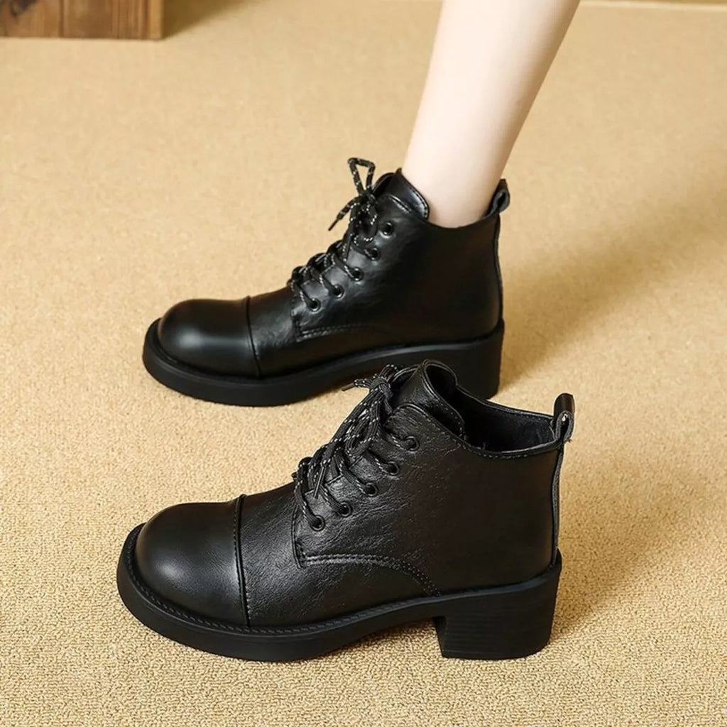 Round Toe Block Heels Boots