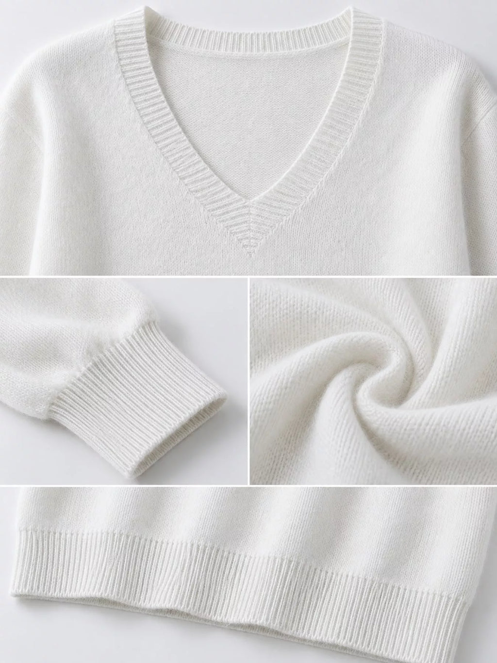 V-Neck Solid Color Sweater