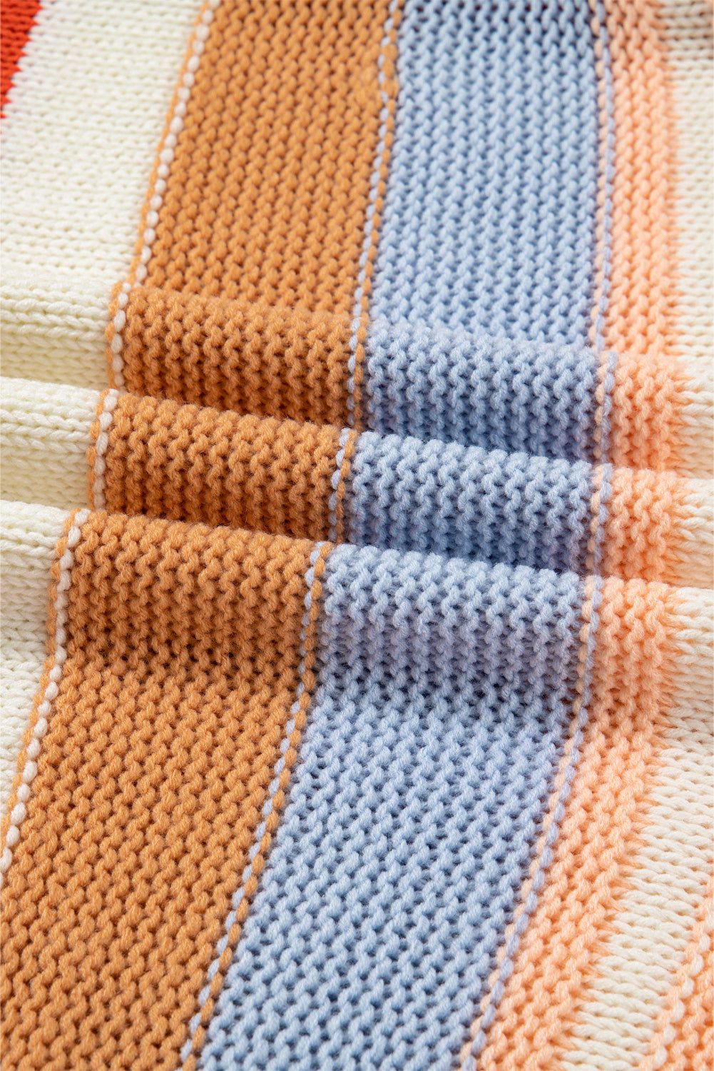 Stripe Colorblock Round Neck Drop Shoulder Sweater