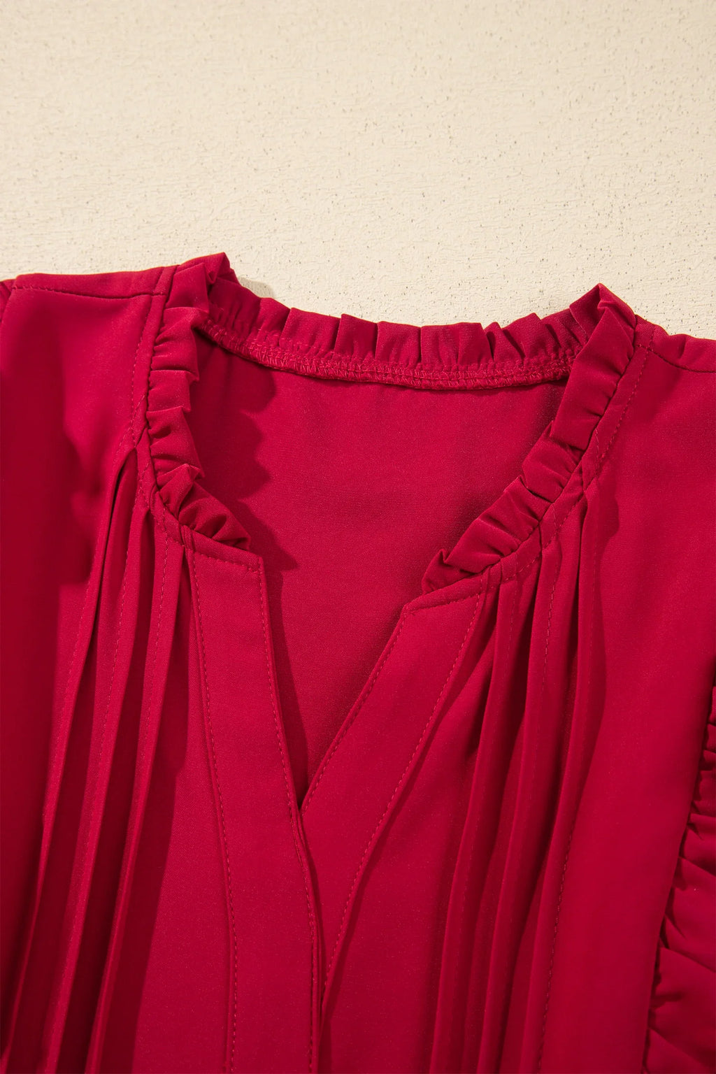 Solid Ruffle Trim Long Sleeve Tiered Midi Dress