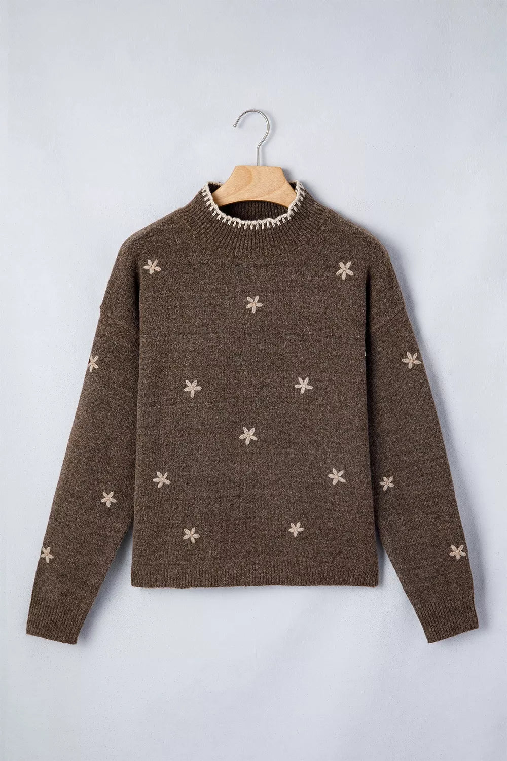 Floral Mock Neck Long Sleeve Sweater