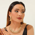 Bohemian Vintage Statement Necklace Earring Set, Ethnic Style Rhinestone Inlaid Jewelry Set For Women Party Festival Cosplay Outfit