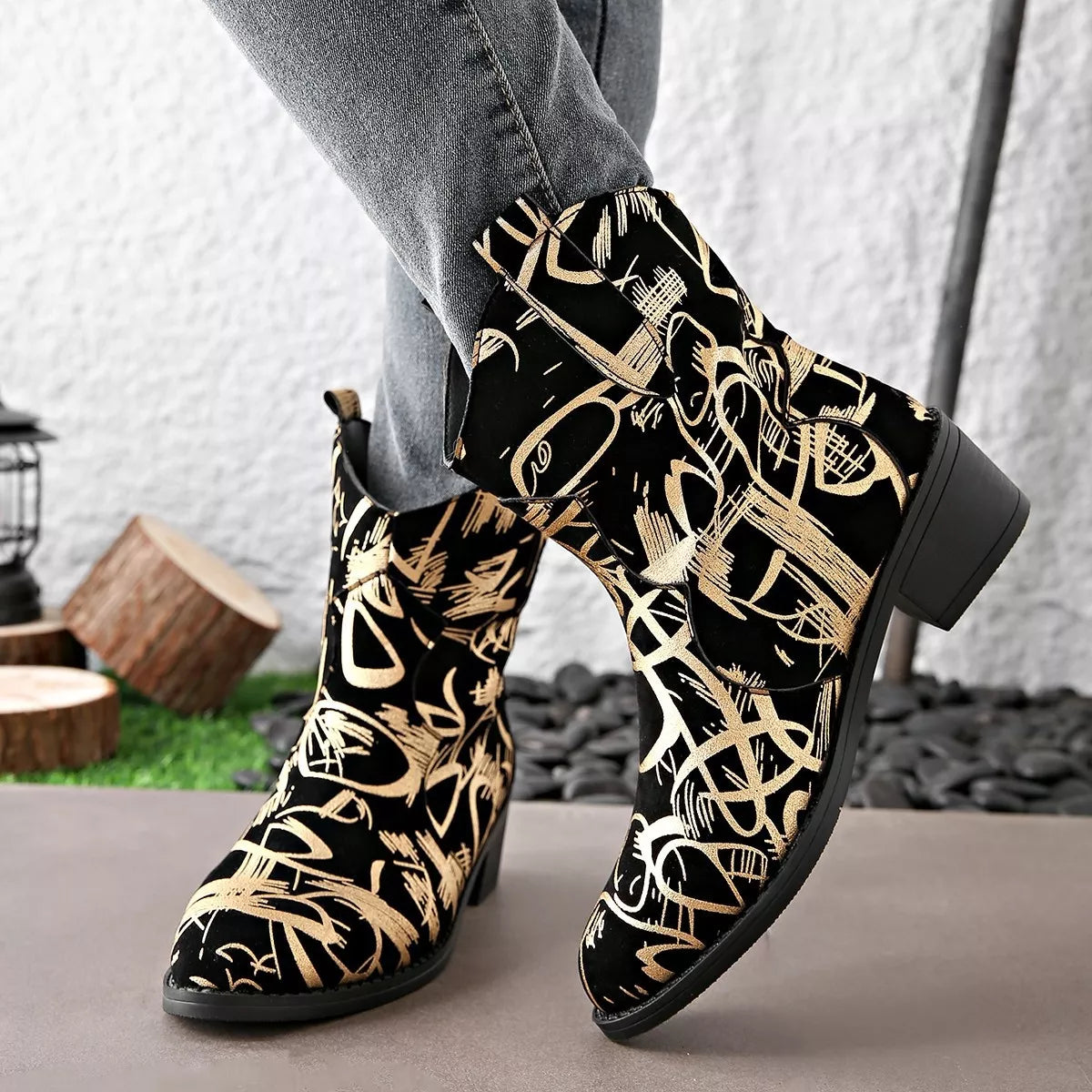 Round Toe Block Heels Boots