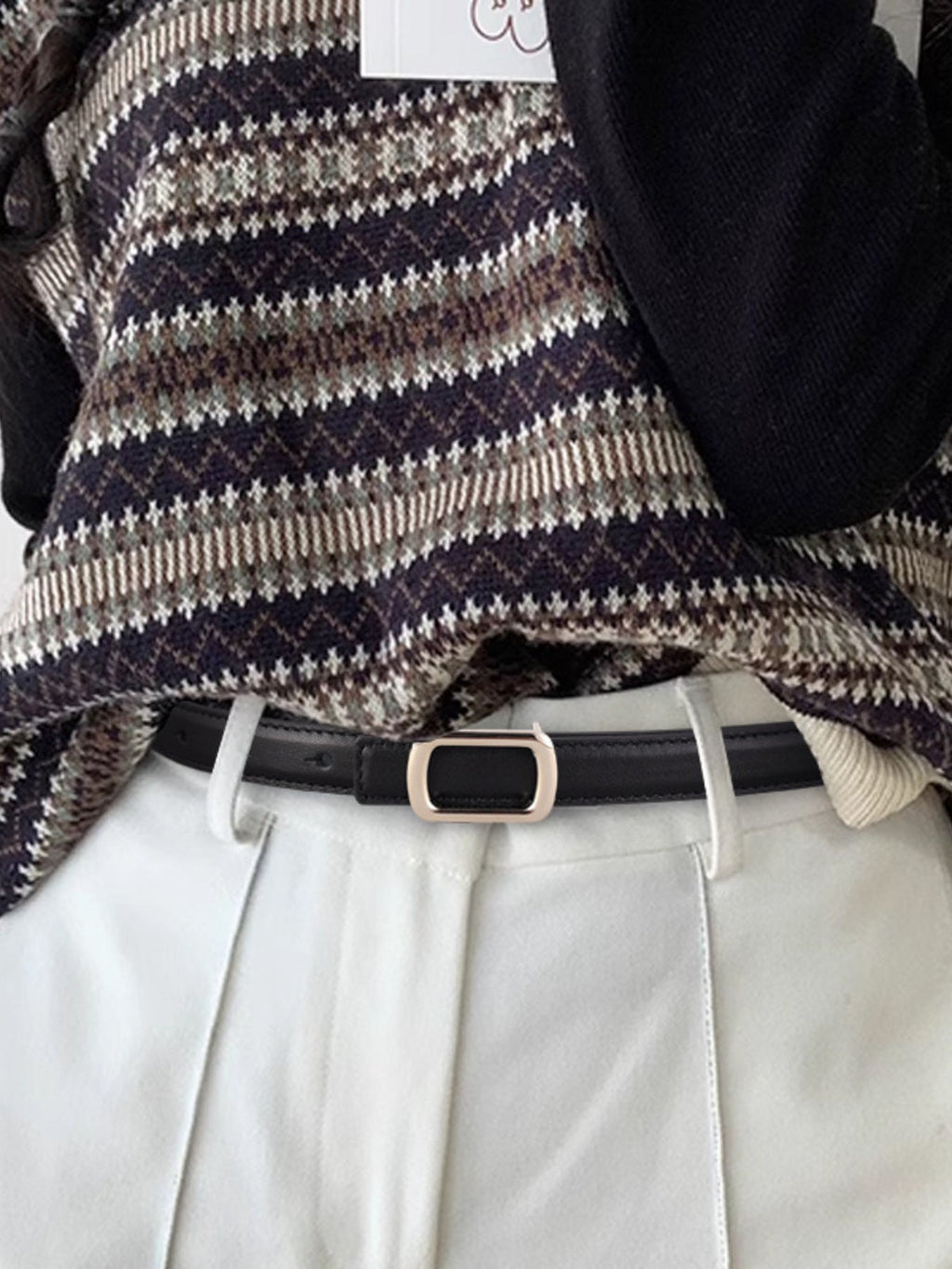 Leather Skinny Belt with Buckle