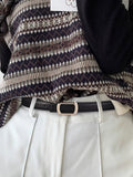 Leather Skinny Belt with Buckle