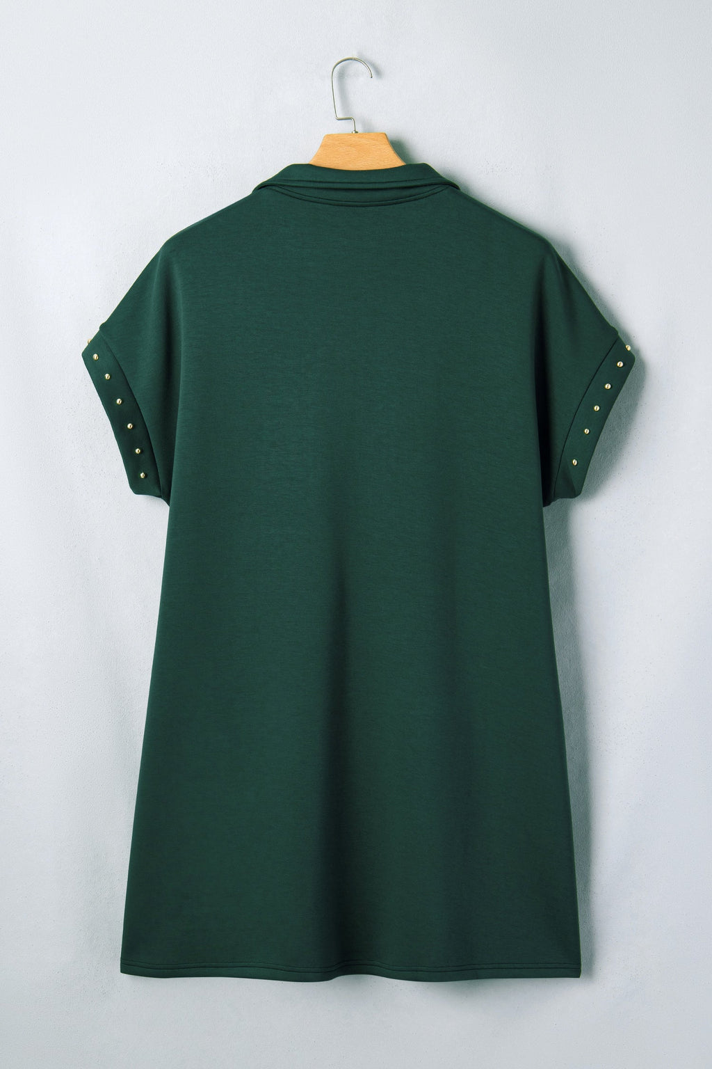 Evergreen Plus Size Glow Studded Zip up T Shirt Dress with Pockets
