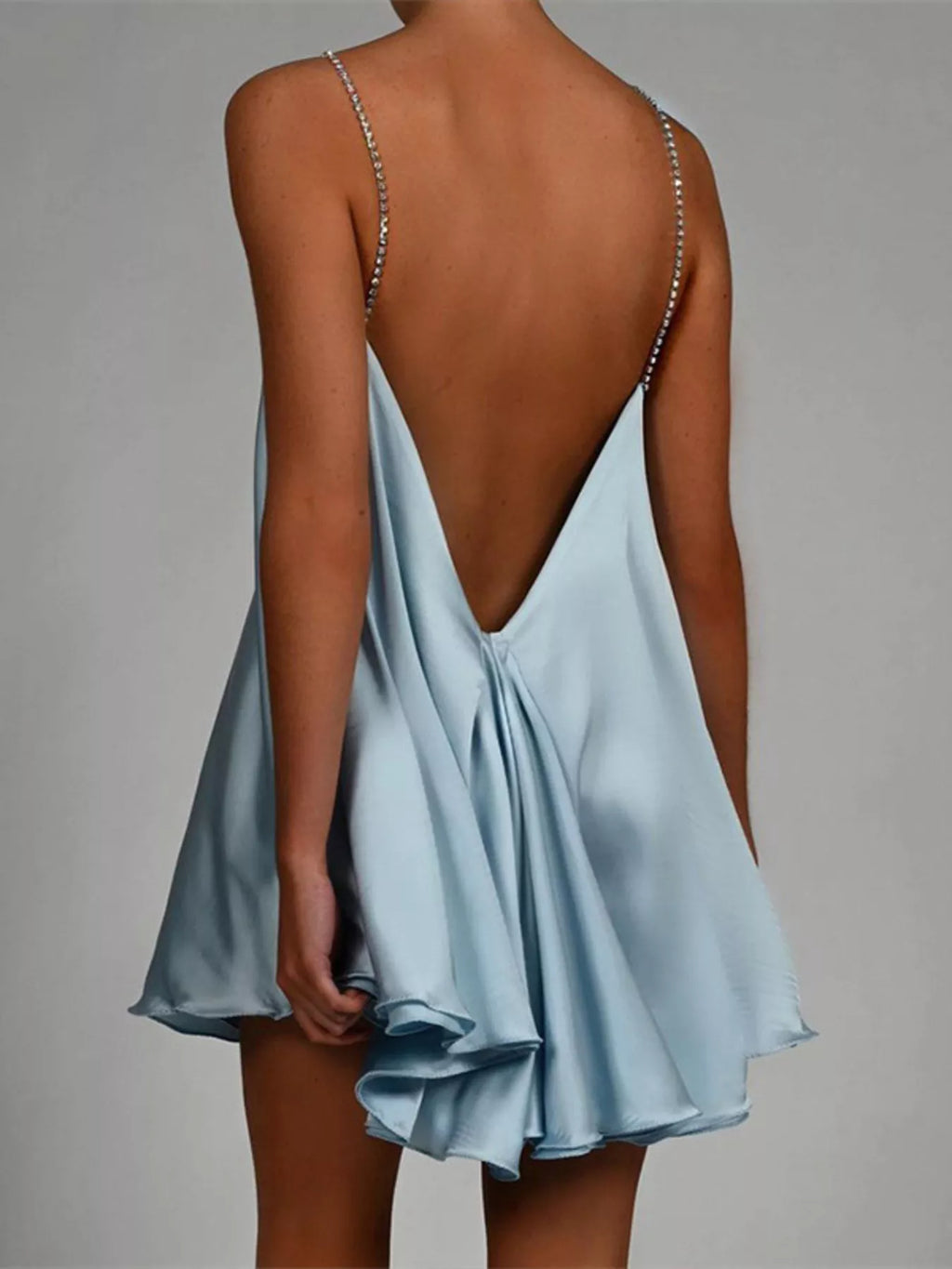 Rhinestone Embellished Plunge Mini Dress