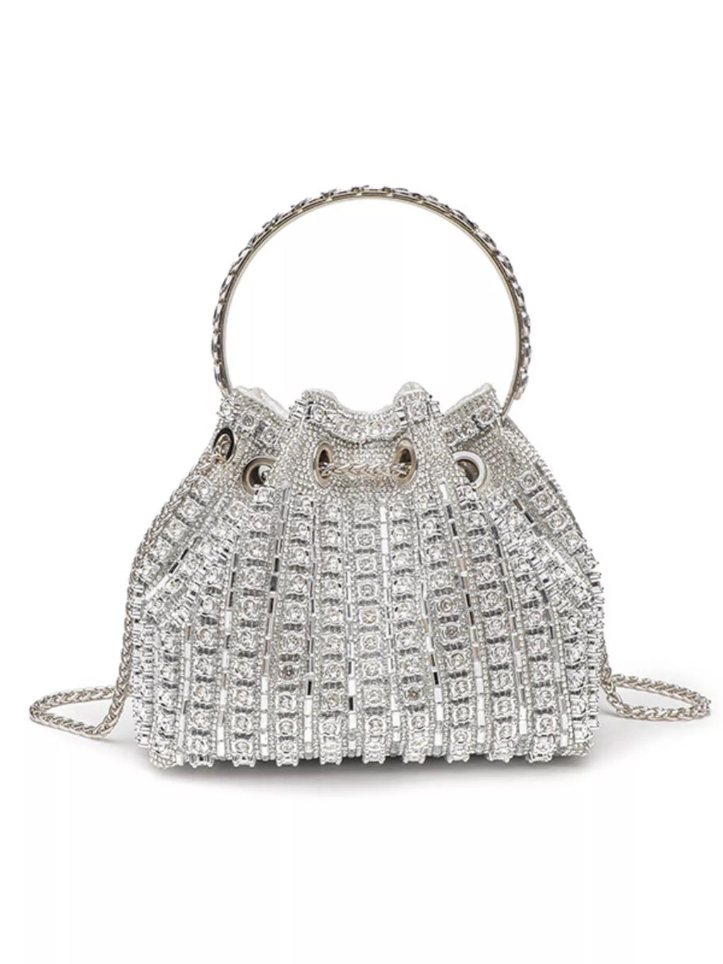 Rhinestone Embellished Bucket Crossbody Bag
