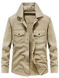 Men's Plus Size Dual Chest Pockets Shacket