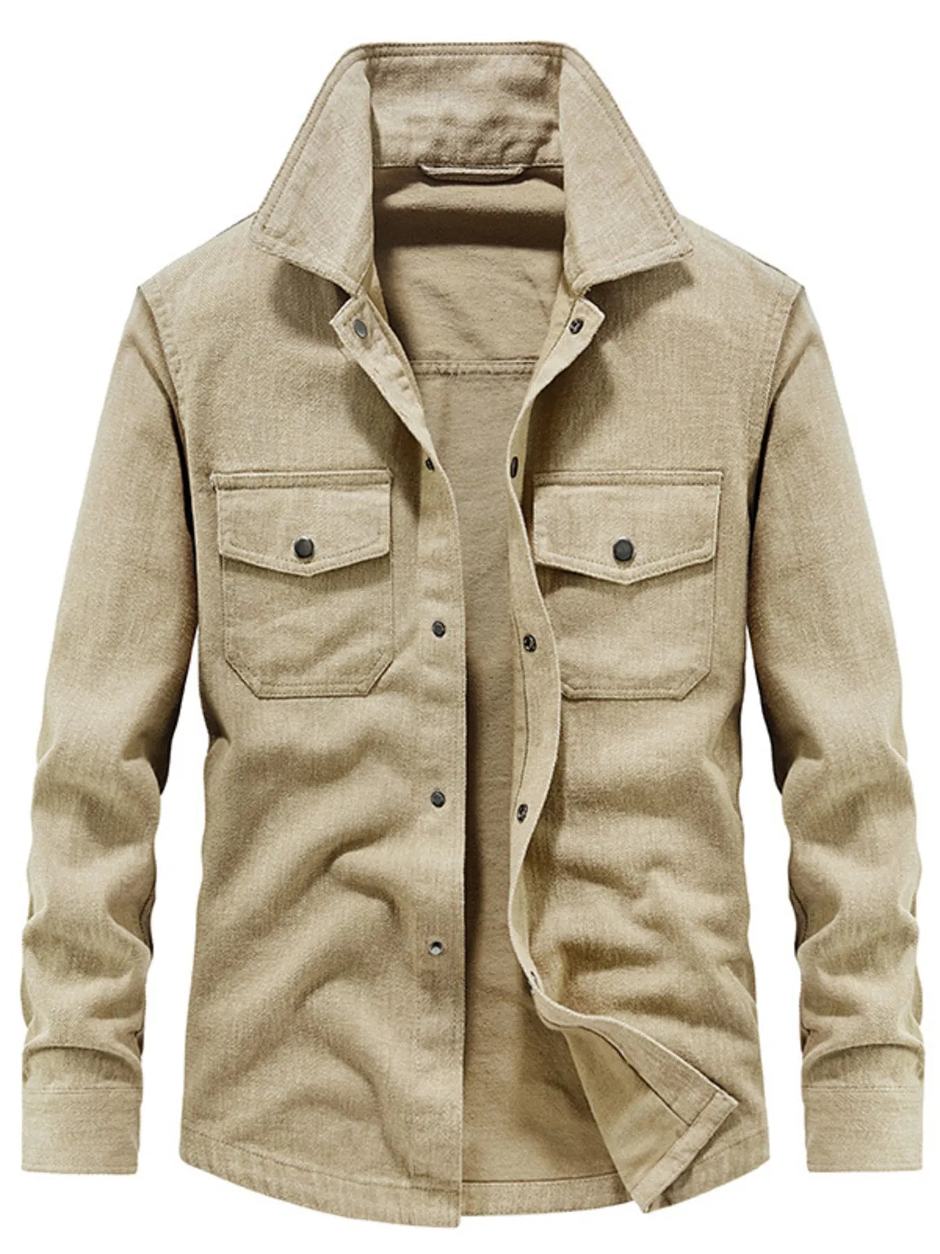 Men's Plus Size Dual Chest Pockets Shacket