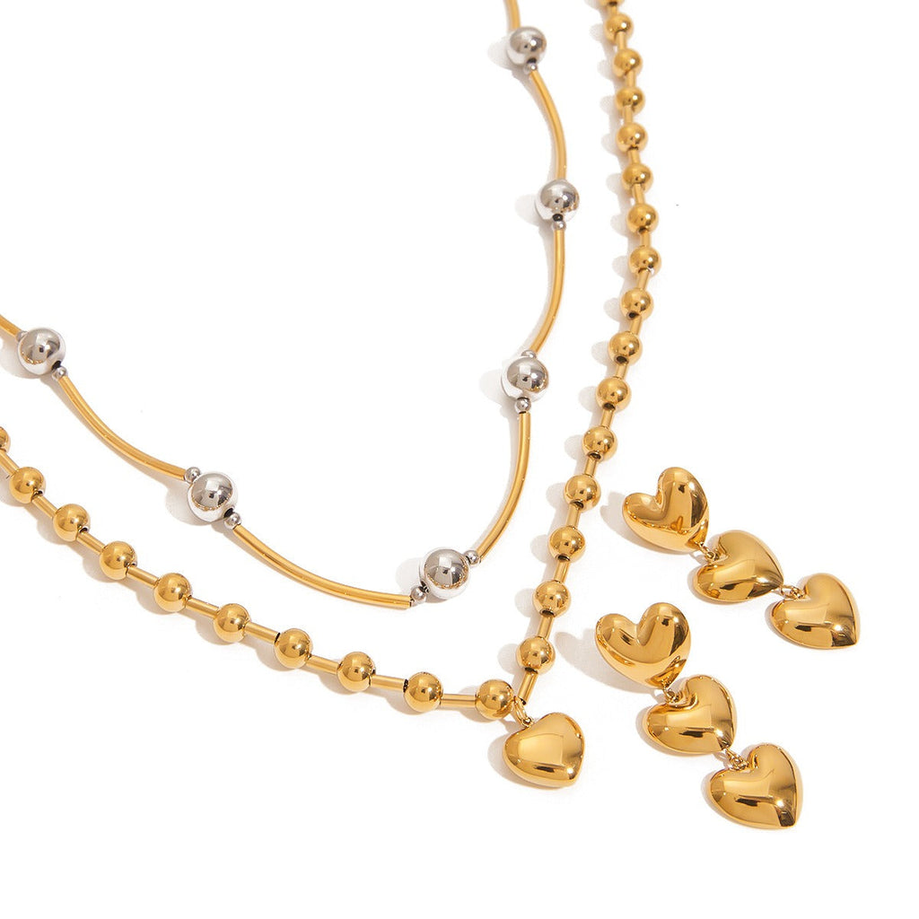 18K gold flower-shaped design exquisite and noble necklace, earrings and bracelet set