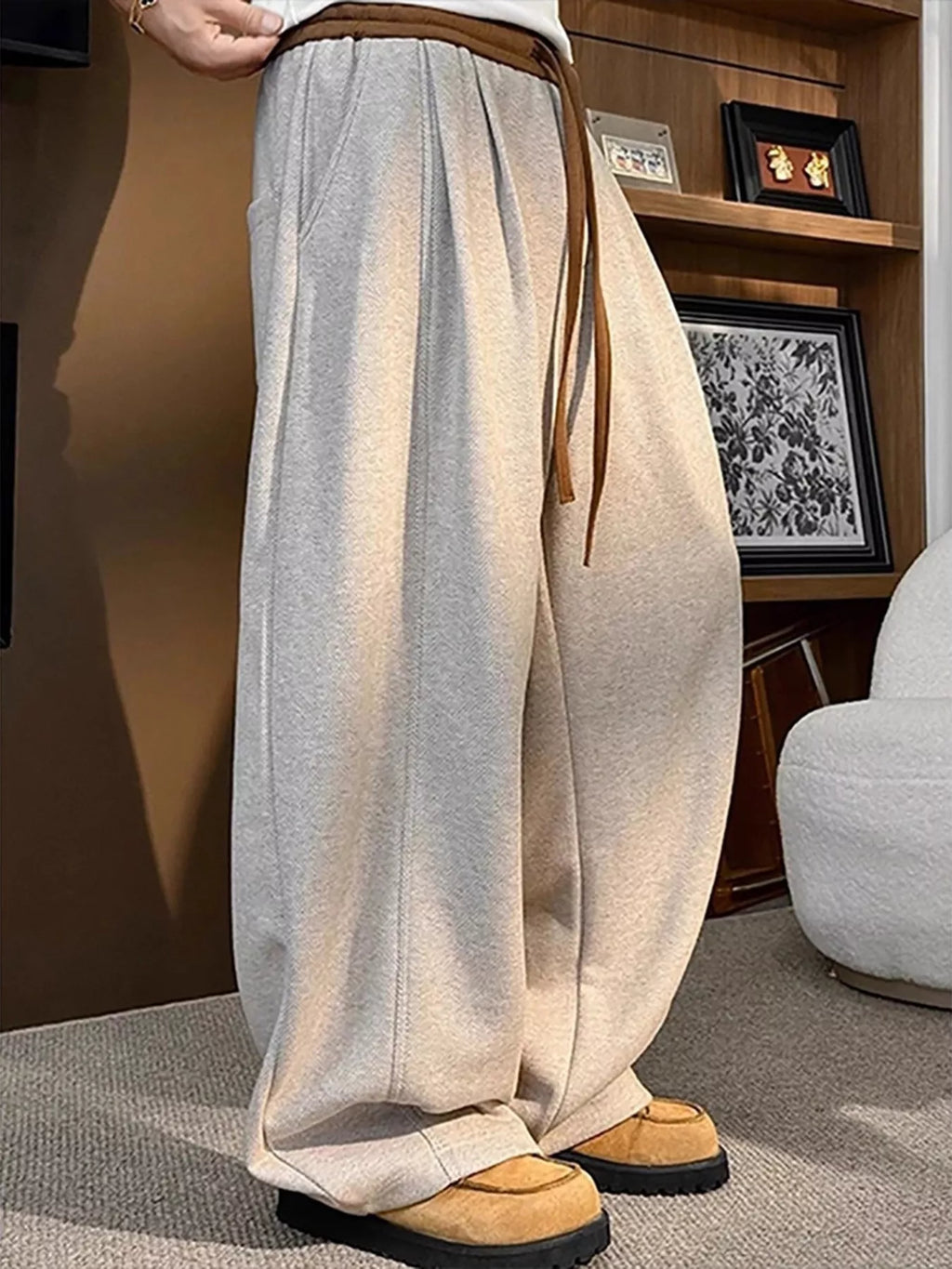 Men's Plus Size Loose Fit Casual Sweatpants with Drawstring