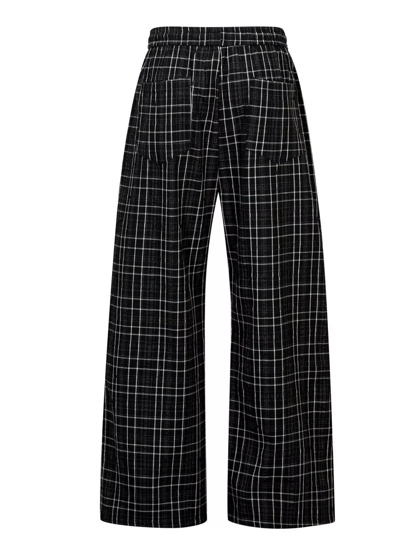 Men's Plaid Wide-Leg Pants