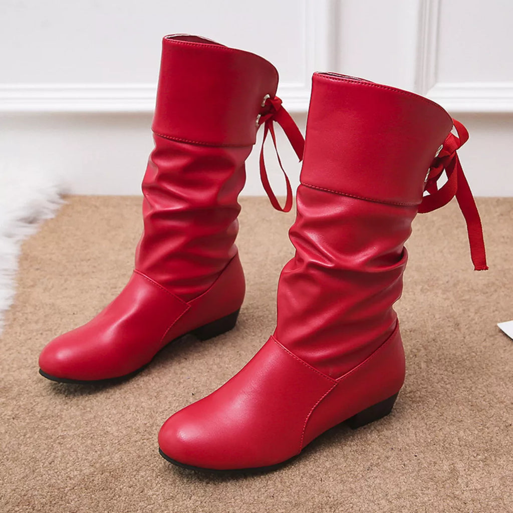 Round Toe Block Heels Boots