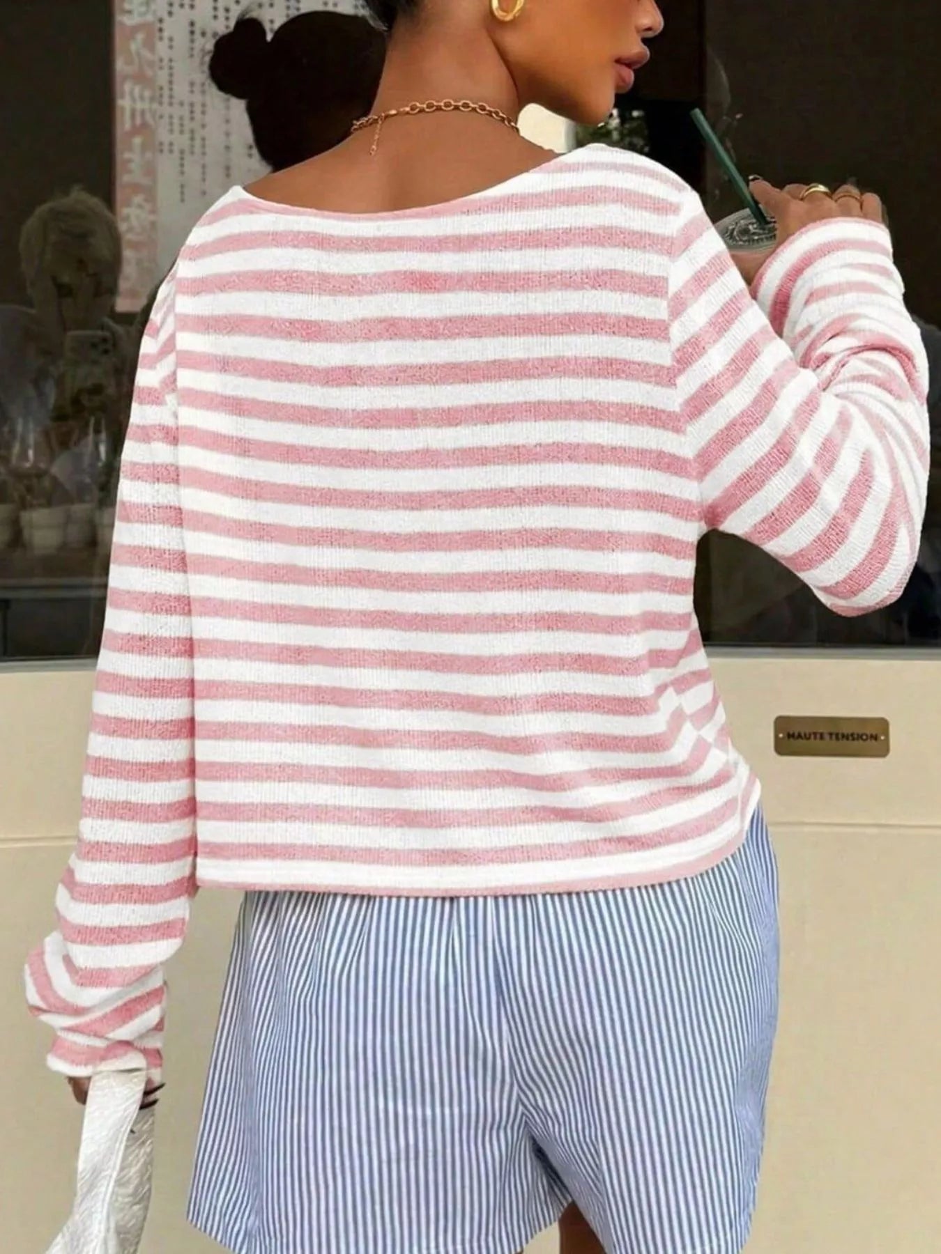 Striped Boat Neck T-Shirt