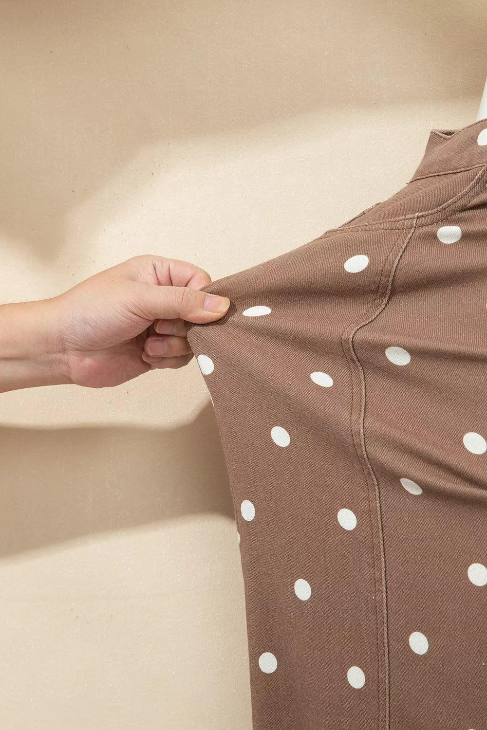 Tailored Seam Polka Dot Print Barrel Casual Jeans
