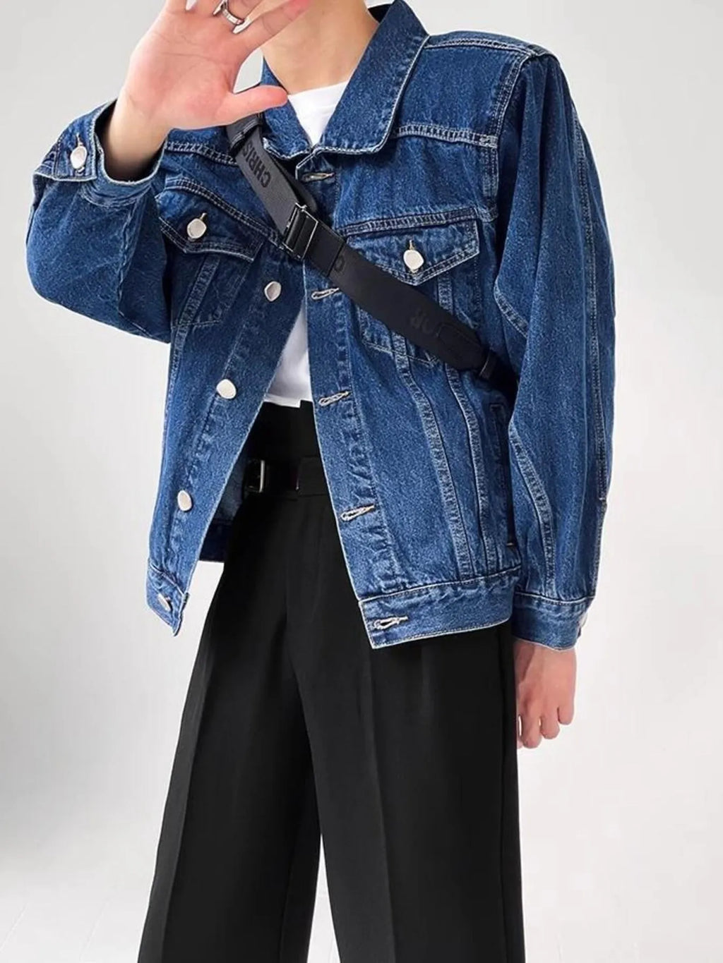 Men's Plus Size Button Up Long Sleeve Denim Jacket