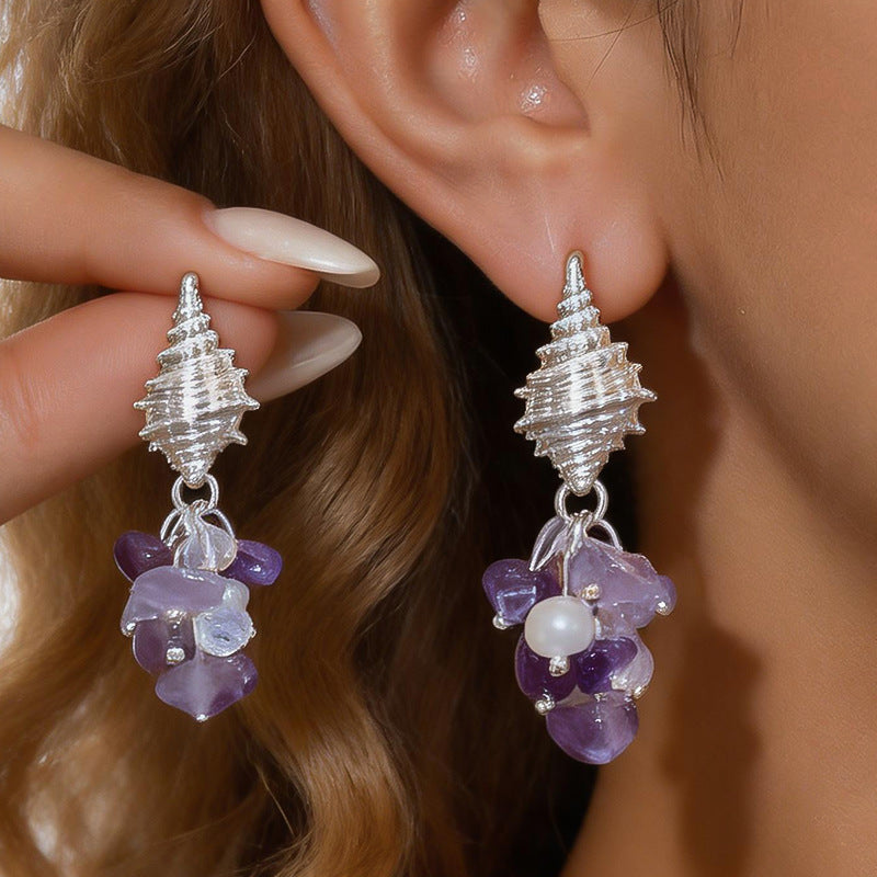 Women Crystal Beaded Tassel Pearl Dangle Stud Earrings,Niche Delicate Light Luxury Fashion Statement Earrings For Daily Party Occasion Jewelry