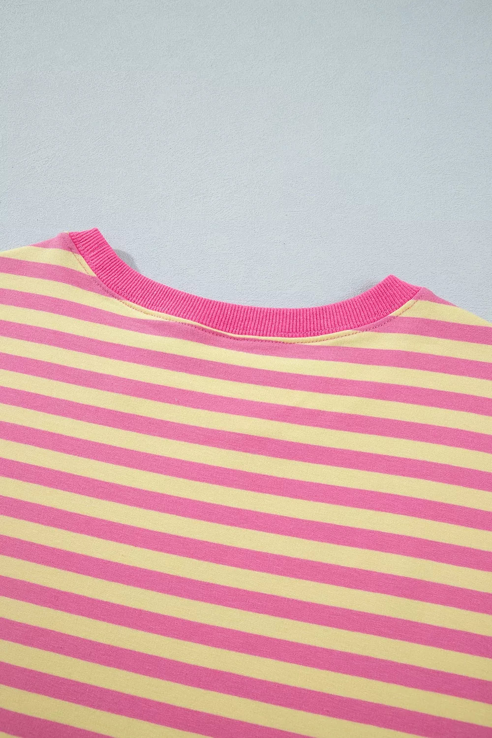 Stripe Colorblock Trim Crew Neck Loose Tee Drawstring Elastic Waist 2pcs Pant Set