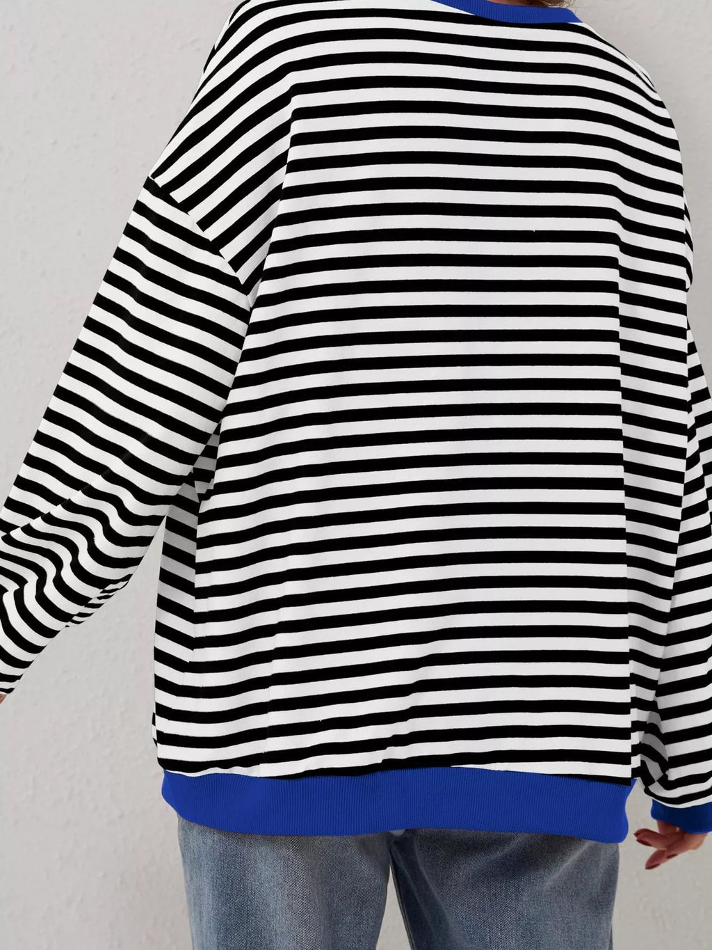 Striped Contrast Trim Oversized Sweatshirt