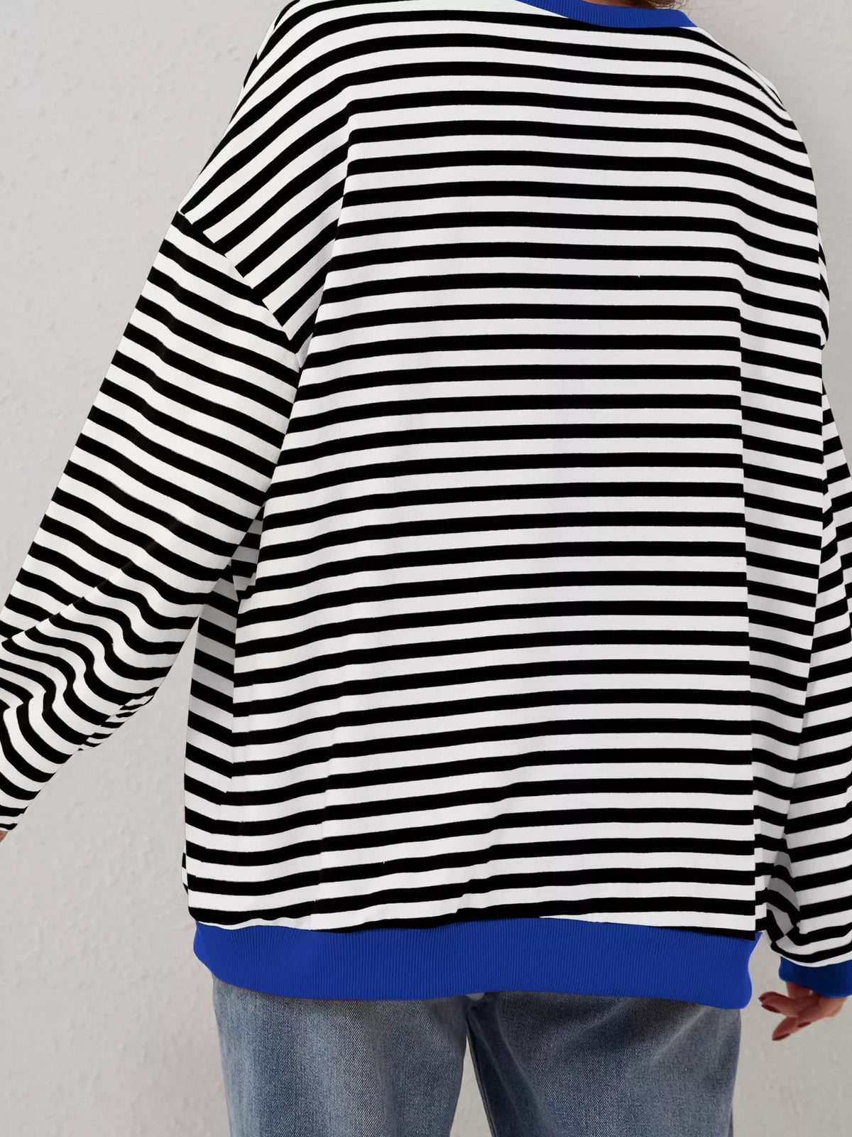 Striped Contrast Trim Oversized Sweatshirt