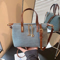 Woven Crossbody Bag with Leather Accents