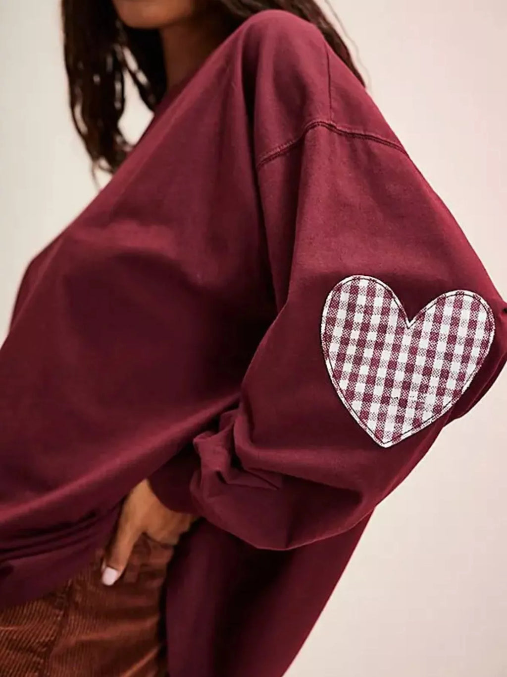 Heart Patch Long Sleeve Sweatshirt
