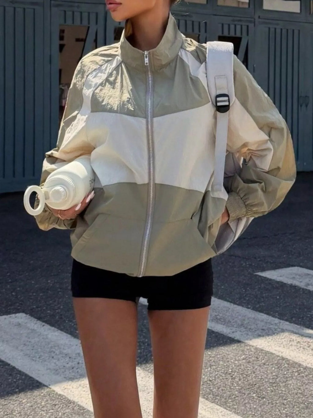 Color Block Zip-Up Jacket