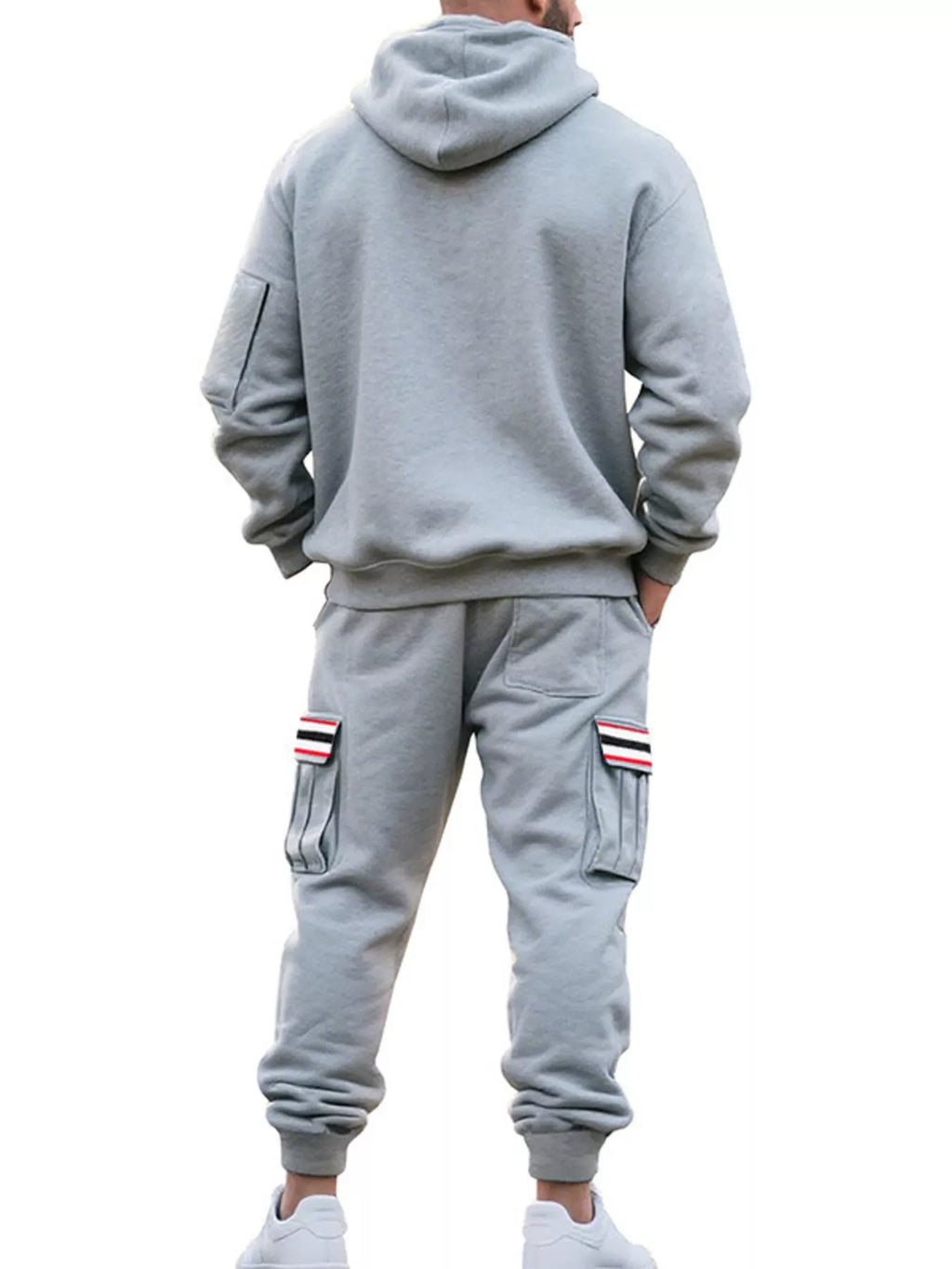 Men's Full Size Casual Half-Zip Hoodie and Cargo Pants Set Plus Size