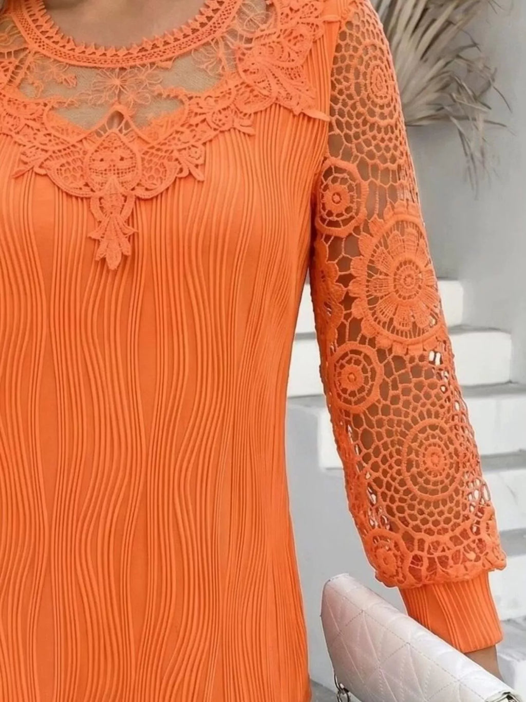 Lace Patchwork Long Sleeve Blouse