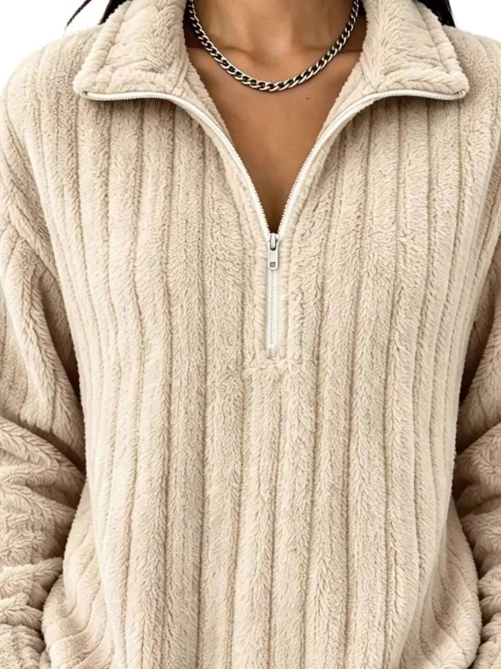 Quarter-Zip Dropped Shoulder Sweatshirt