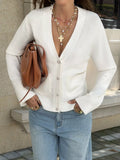 V-Neck Button-Down Knit Cardigan