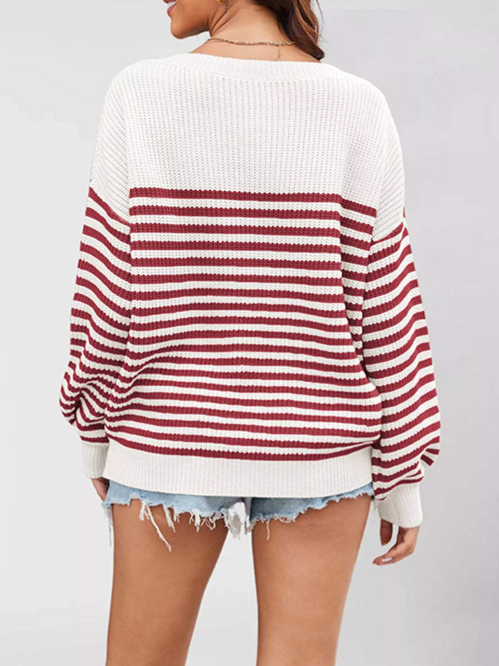 Striped Knit Long Sleeve Sweater