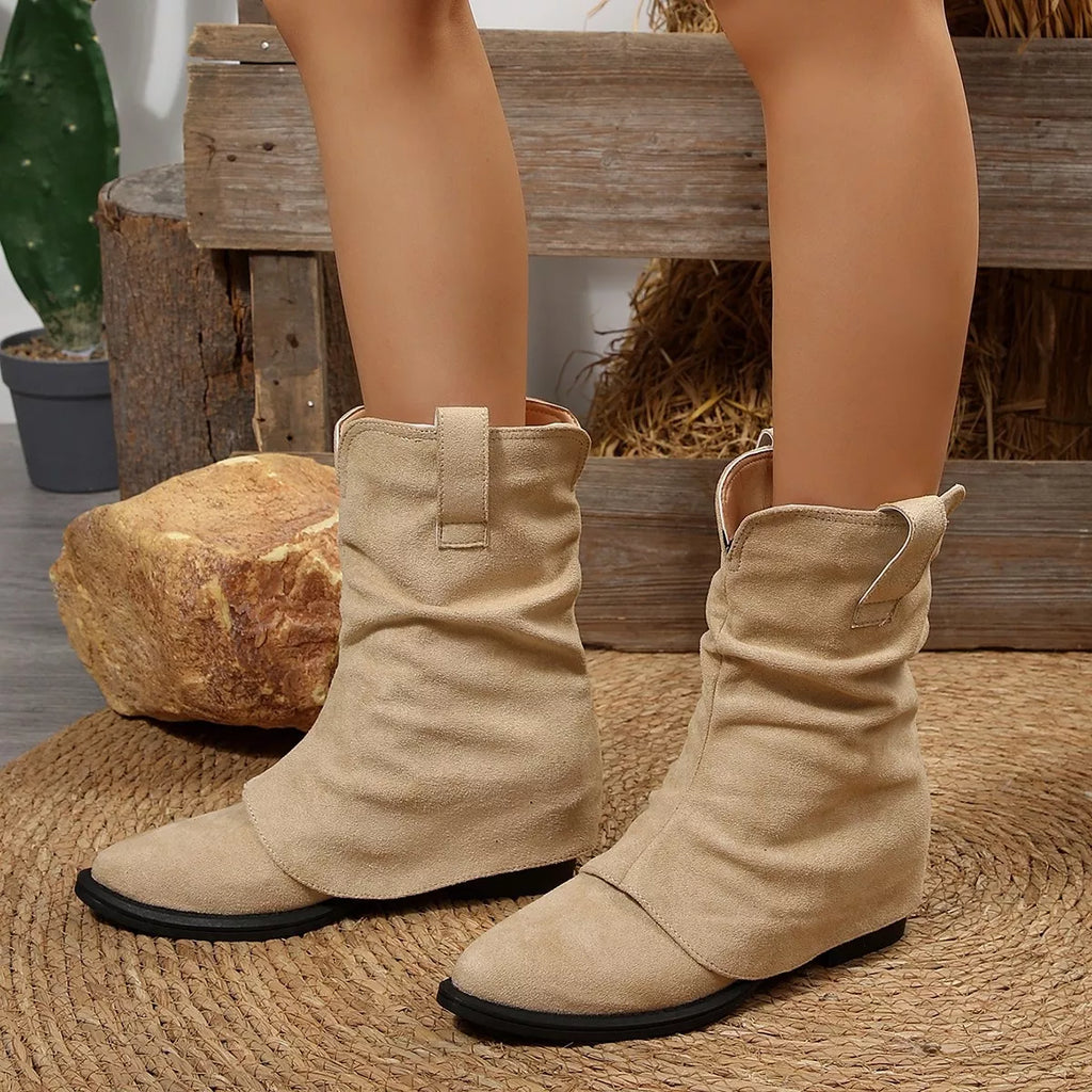 Point Toe Block Heels Boots