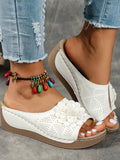 Flower Peep Toe Wedge Sandals