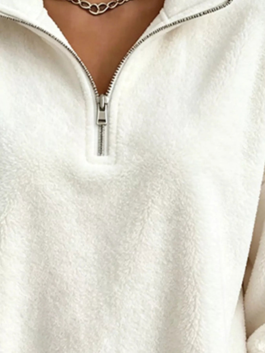 Full Size Quarter-Zip Fleece Sweatshirt Plus Size