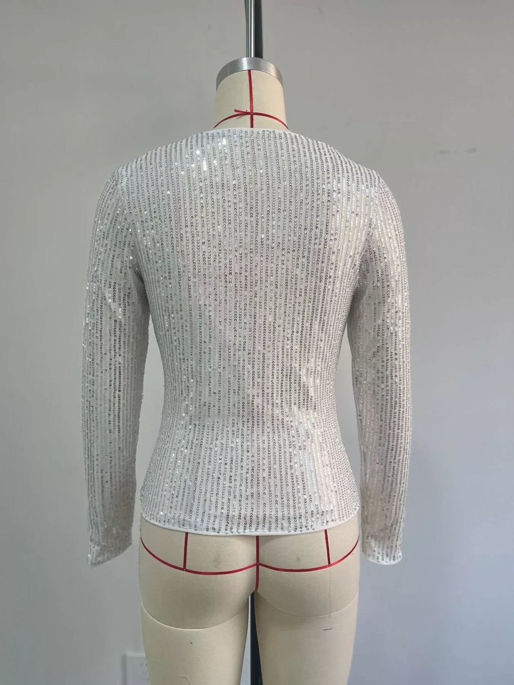 Sequin Long Sleeve Crop T-Shirt