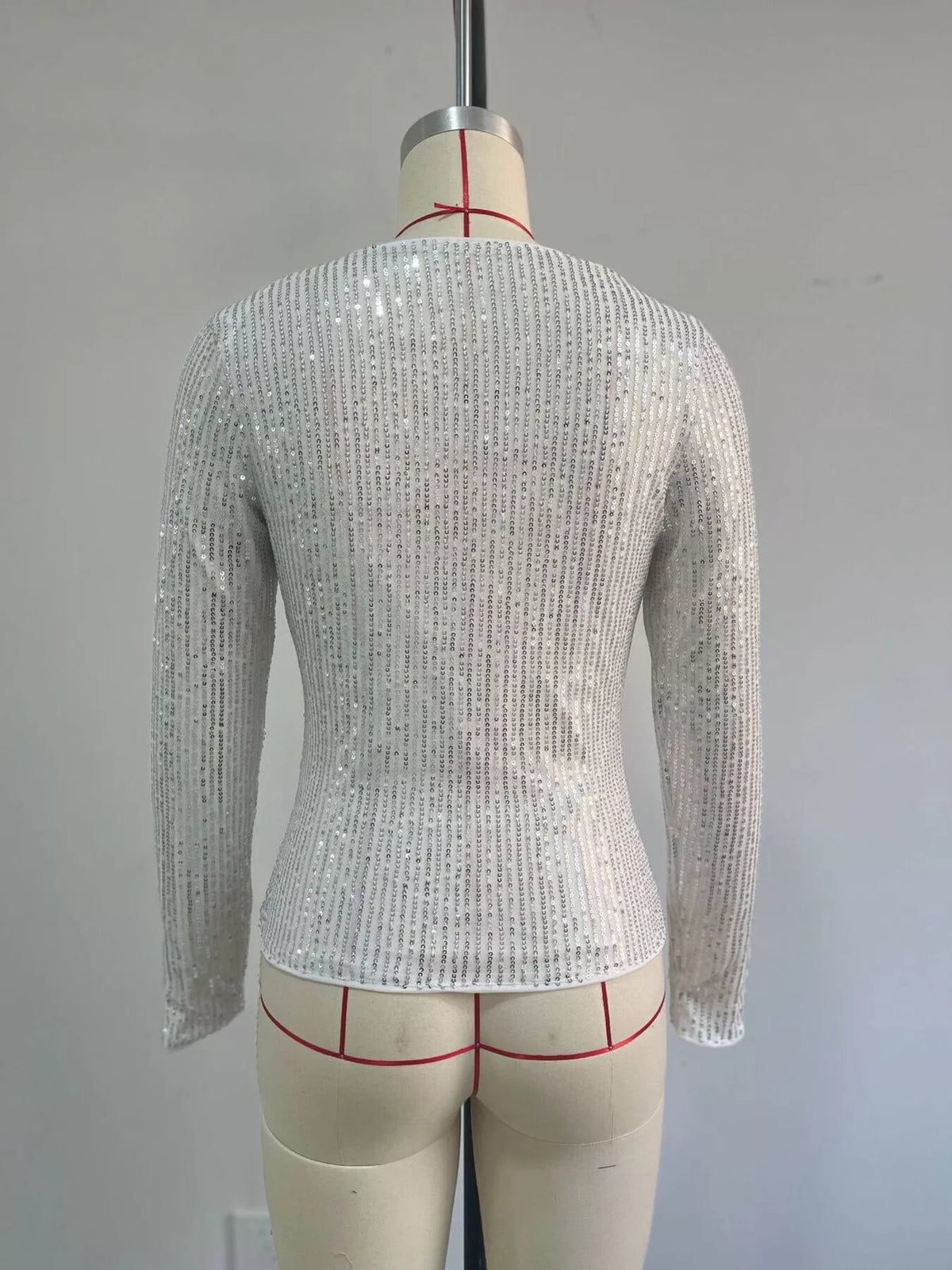 Sequin Long Sleeve Crop T-Shirt
