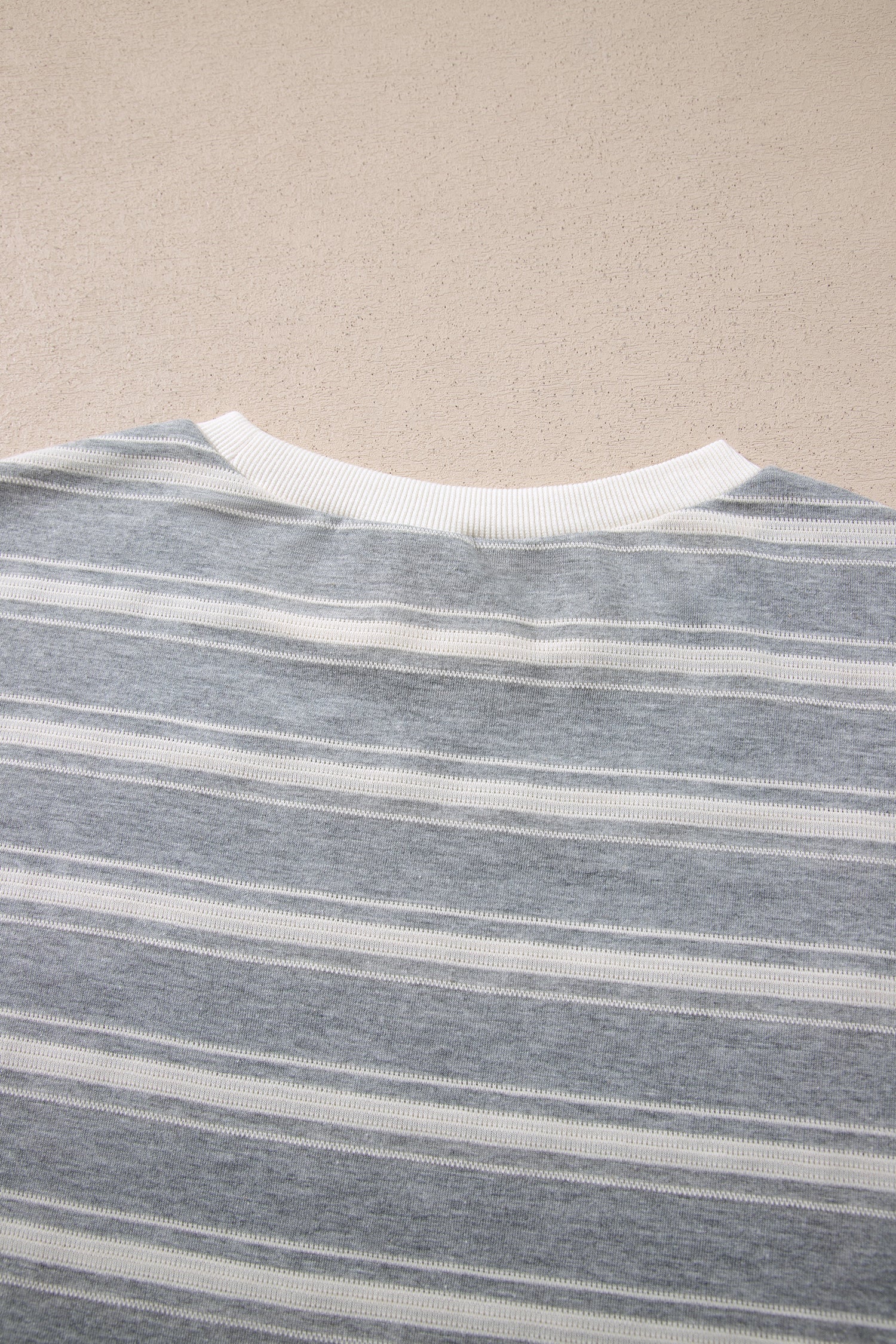 Gray Stripe Long Sleeve Round Neck Tunic Top
