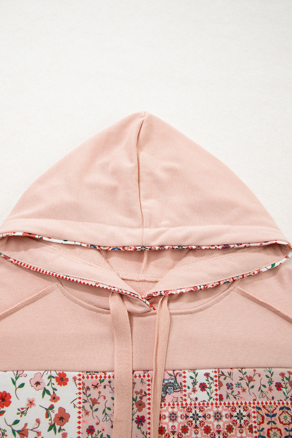 Floral Patchwork Drawstring Hoodie