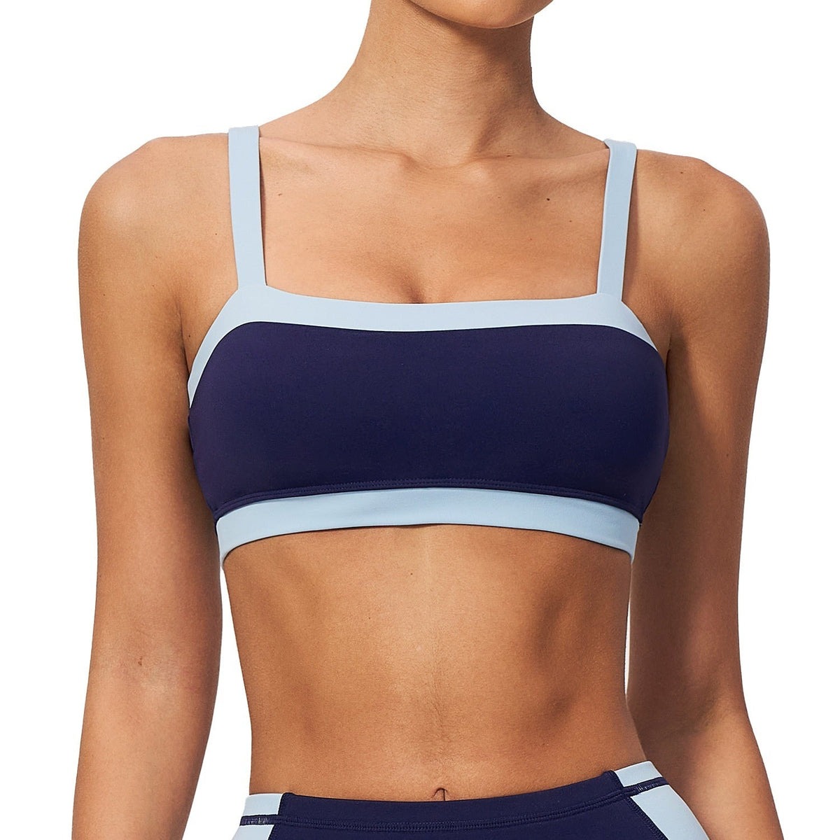 Womens Breathable Sweat Absorbent Color Block Trim Pilates Yoga Bra
