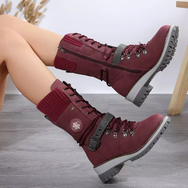 Lace Up Block Heel Boots