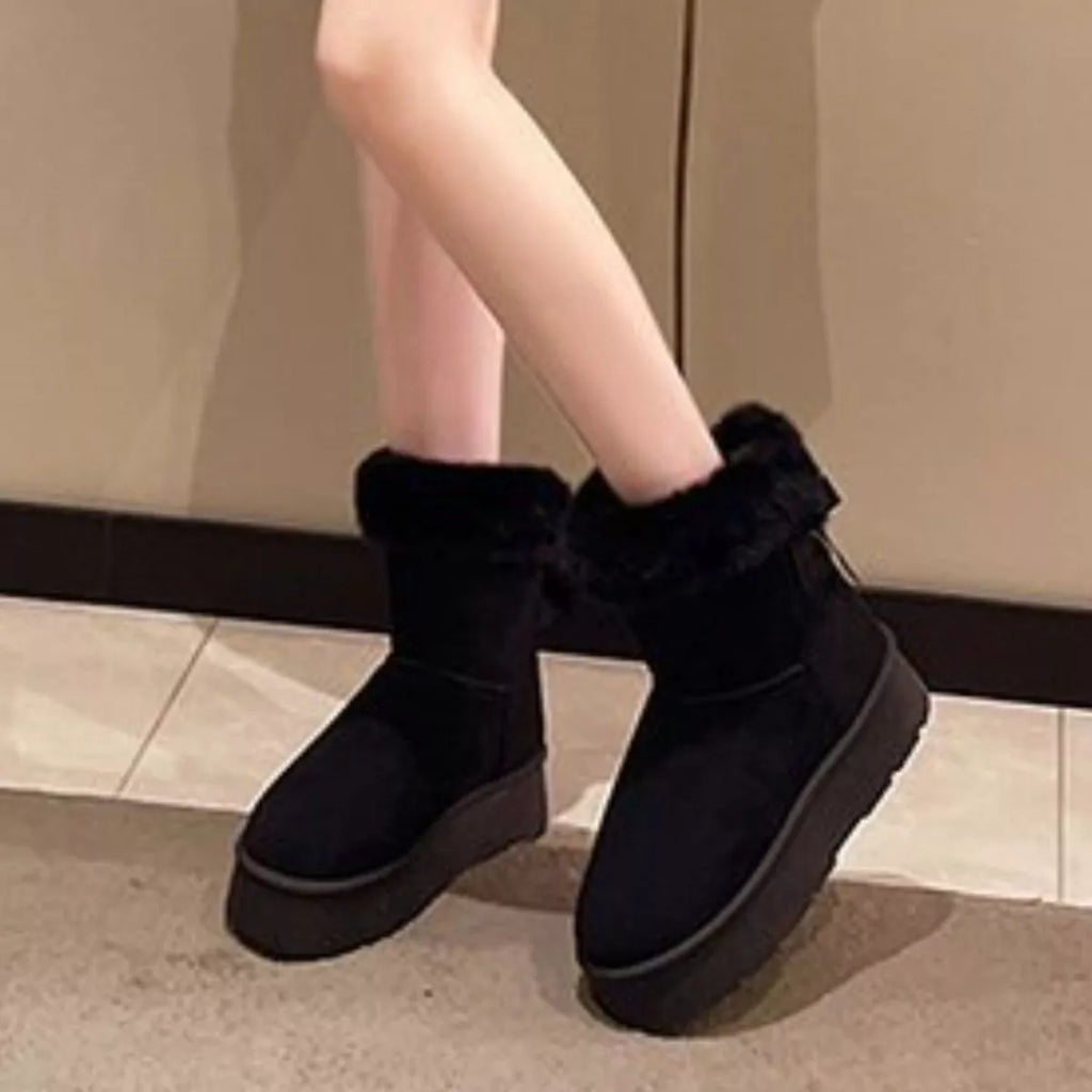Round Toe Fuzzy Boots